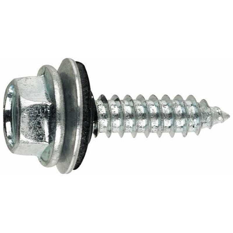 Vis à tôle - Tête hexagonale - Rondelle vulcanisée acier-EPDM 6,3 x 60 P16 - Boite de 250