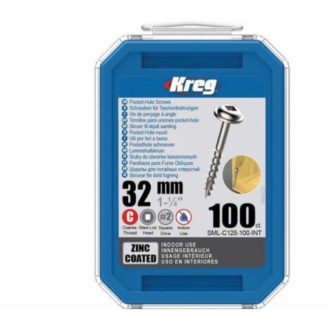 Vis zinc KREG 32 mm avec filetage grossier - Boite de 100 vis - SML-C125-100-INT