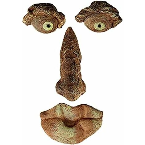 Visage d'arbre 3D - Décoration de jardin - Visage drôle de vieil homme - Décoration de jardin, Yeux d'arbre Peau faciale Visage Vieil homme Visage Jardin Pierre Peep Sculpture Grands yeux Tronc d'arbr