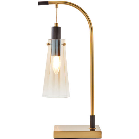 Visconte Atrani Table Lamp With Champagne Tint Glass Shade - Brass, Black