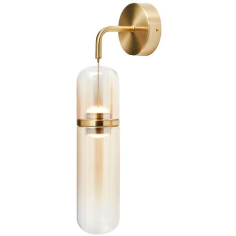 Visconte Bjorn Tubular Glass Shaded Wall Light Integrated LED - Brass