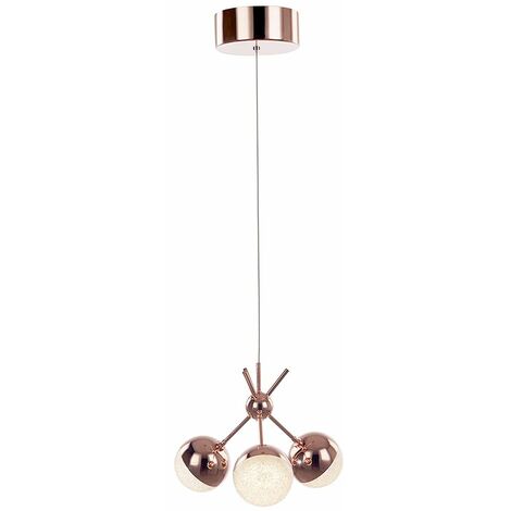 Visconte Corona Ceiling Pendant 3 Light with Sparkle Ball Shades - Copper