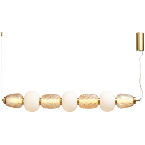 Visconte Edvin Glass Ceiling Pendant Bar Integrated LED Light - Satin Brass