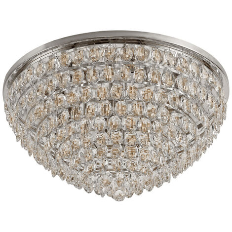 Visconte Maine Flush Ceiling Light Large Crystal Fitting - Chrome Litecraft