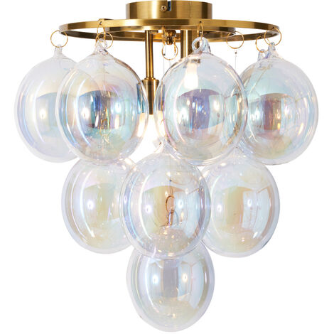 Visconte Maiori Ceiling Light Small Flush with Iridescent Tint Shades - Brass