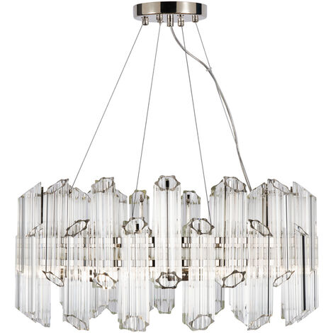 Visconte Napoli Ceiling Pendant 8 Light With Clear Glass Shades - Nickel - Nickel