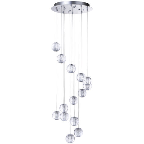 Visconte Tutti Ceiling Pendant LED 14 Light With Cut Glass Ball Shade - Chrome