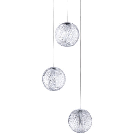 Visconte Tutti Ceiling Pendant LED 3 Light With Cut Glass Ball Shade - Chrome