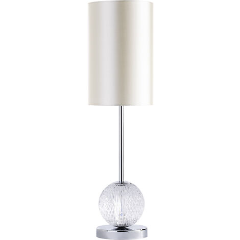 Visconte Tutti Table Lamp Cut Glass Ball Base With Pearl Shade - Polished Chrome