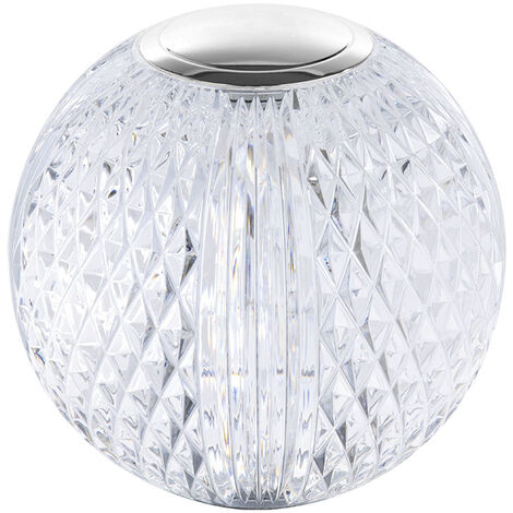 Visconte Tutti Table Lamp Cut Glass Globe Base Chargeable LED Light - Chrome
