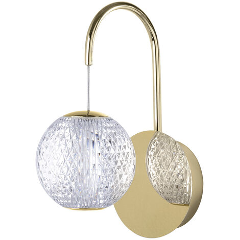 Visconte Tutti Wall Light With Cut Glass Ball Shade - Polished Gold