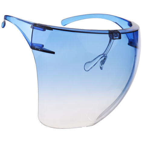 Visera protectora transparente integral con lentes integradas, antivaho, fabricada en plástico, reutilizable y que cubre todo el rostro.