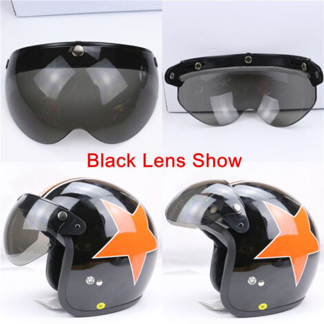 Visière anti-vent pour casque moto vintage, protection faciale avec 3 clips ajustables