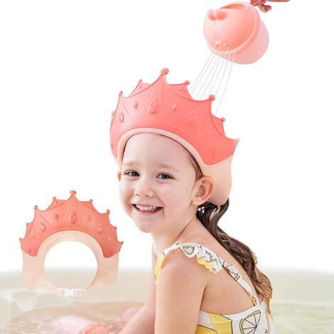 Visière de bain ajustable pour bébé et tout-petit, bonnet de bain pour enfant protégeant les yeux et les oreilles, convient aux enfants de 0 à 9 ans.