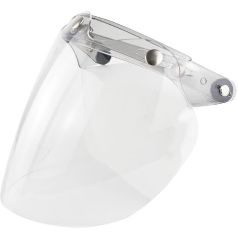 Visière de casque à visage ouvert pour casque de moto, visière à bulles à 3 boutons-pression, transparent