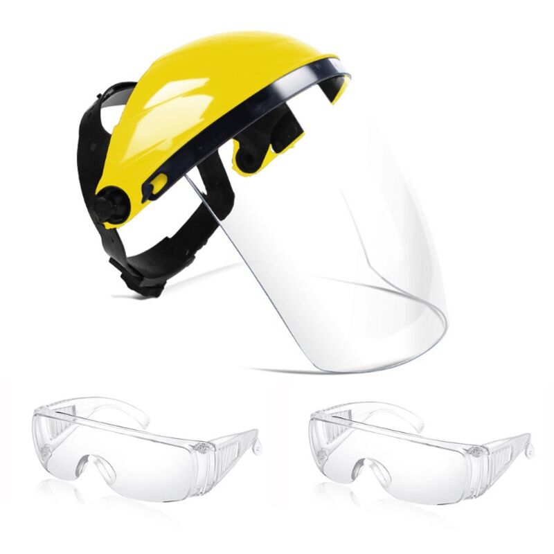Csparkv - Visière de Protection Ajustable en Polycarbonate,Deux lunettes anti-buée offertes,Protection du Front et du Visage