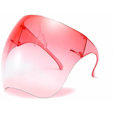 Visière de protection faciale transparente anti-buée avec visière de lunettes de soleil rouges pour adultes