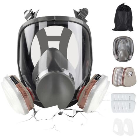 Visière de protection intégrale - Masque respiratoire - Réutilisable - Protège contre les gaz, la peinture, la poussière, les produits chimiques et autres risques professionnels.