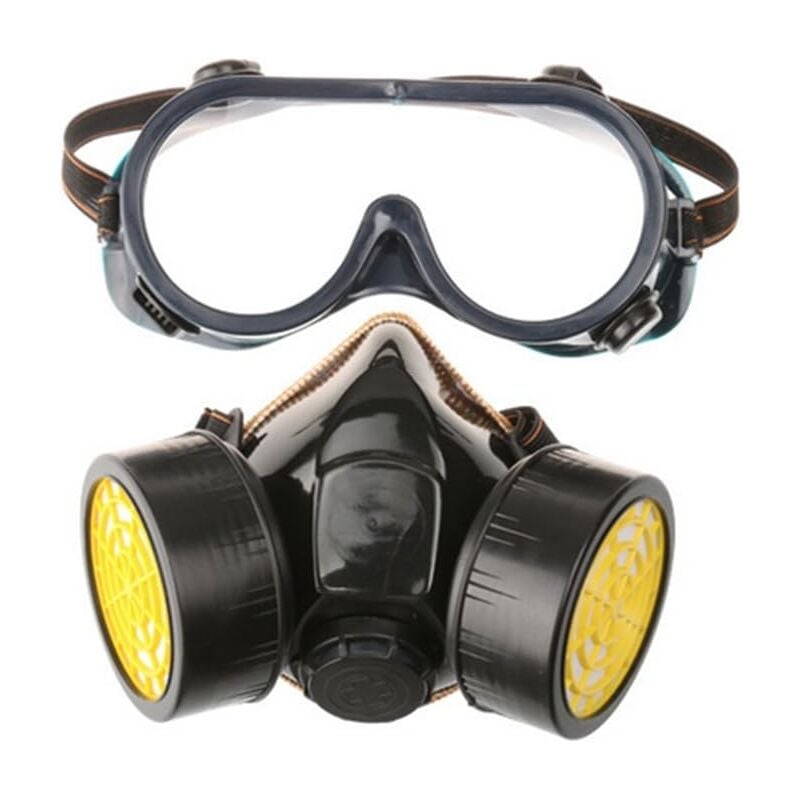 Visière de protection Masque à gaz professionnel masque de peinture au charbon actif respirateur avec 2 filtres anti-poussière, pesticides,