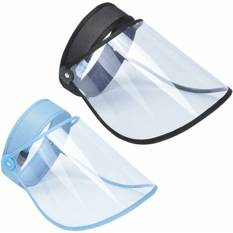 Visière De Protection Réutilisable Transparent Casquettes Visières Facial Protection Visage Anti-Gouttelettes Couverture Faciale(Noir + Bleu)