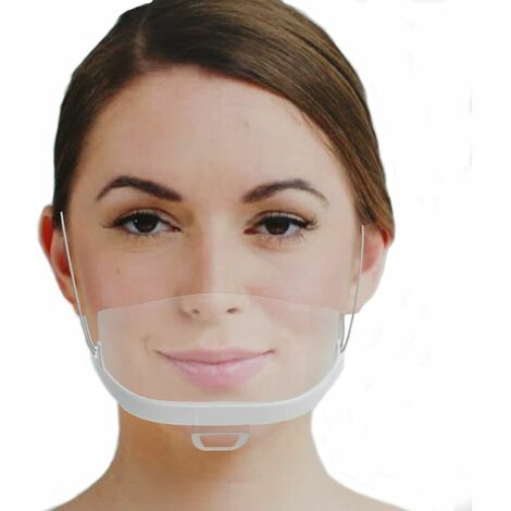 Visière de Protection Réutilisable Transparent Protection Visage Anti-Salive Anti-Eclaboussure Couvre Bouche et Nez Facial 10Pcs，HANBING
