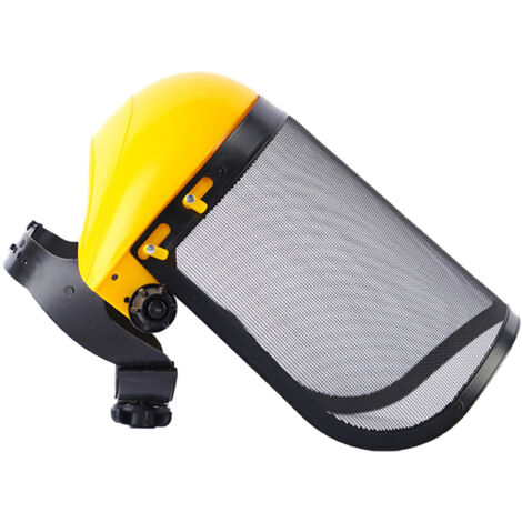 Visière en Maille d'Acier & Protège-Oreilles Réglable, Protection du Visage, du Front et des Oreilles, Masque de protection de sécurité pour jardin jaune