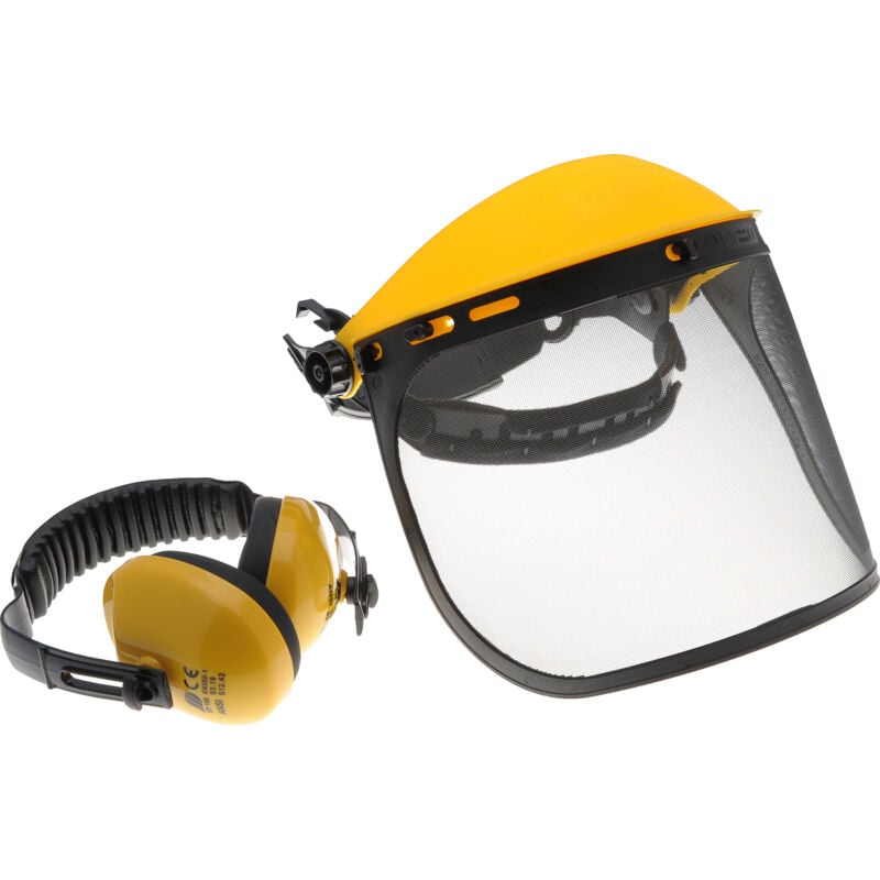 Jardiaffaires - Visière grillagée pour débroussailleuse avec protège oreilles