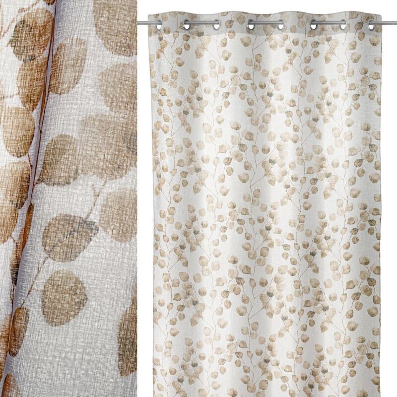 

Lolahome - Visillo con estampado hiedra beige contemporáneo de poliéster de 260x135 cm