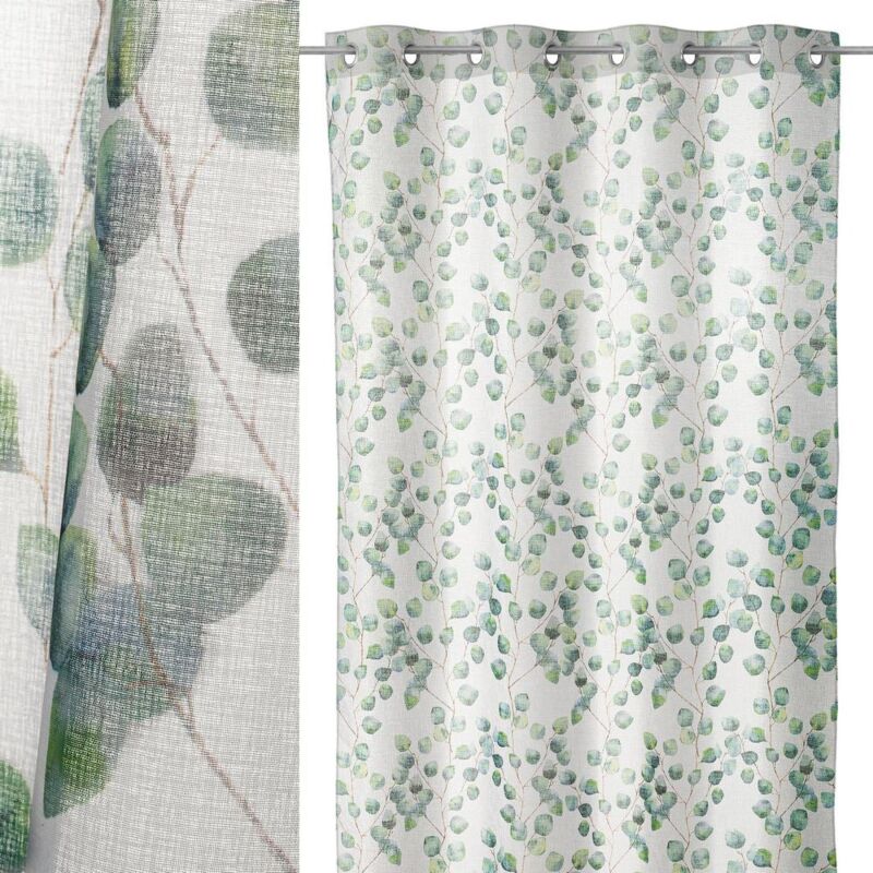 

Lolahome - Visillo con estampado hiedra verde contemporáneo de poliéster de 260x135 cm
