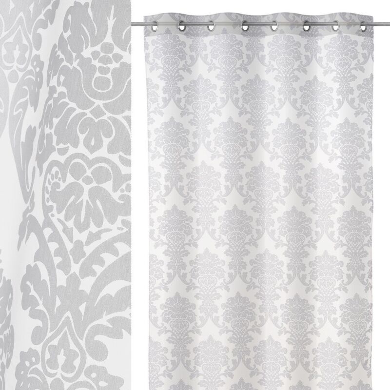 

Lolahome - Visillo damasco con medallones blanco de poliéster de 140x260 cm