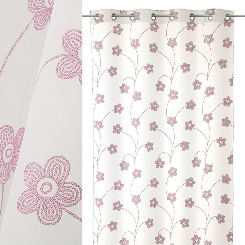 

Lolahome - Visillo de flores confeccionado rosa shabby chic de poliéster de 260x140 cm