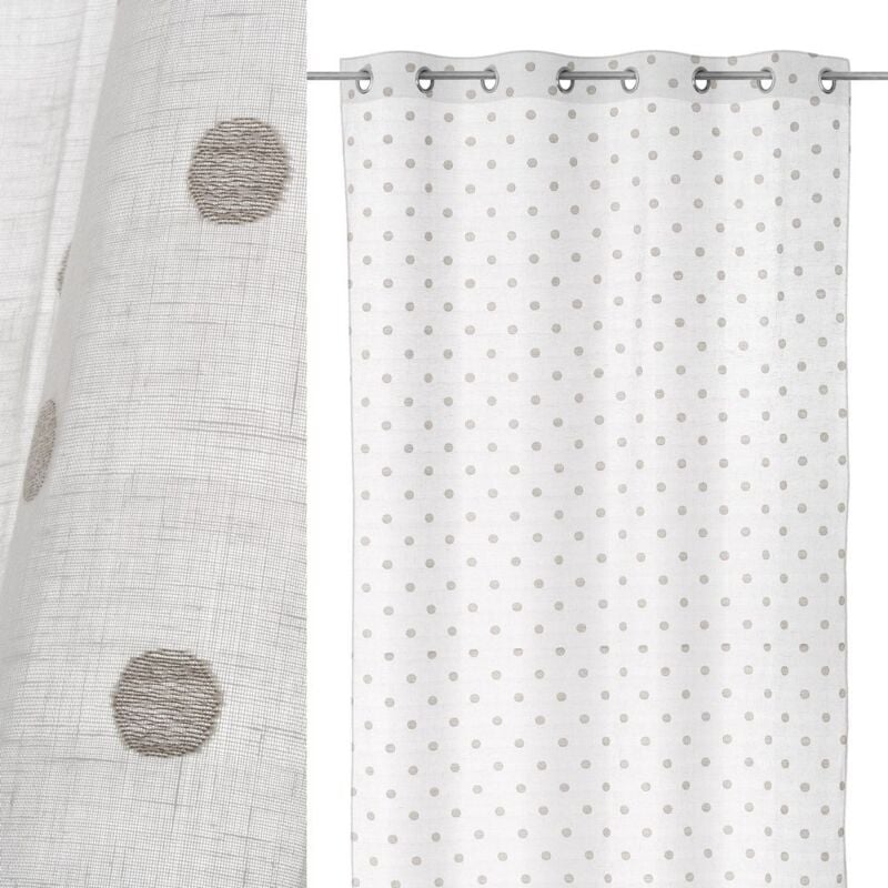 

Lolahome - Visillo de lunares con cinta de ollados gris contemporáneo de poliéster de 260x140 cm
