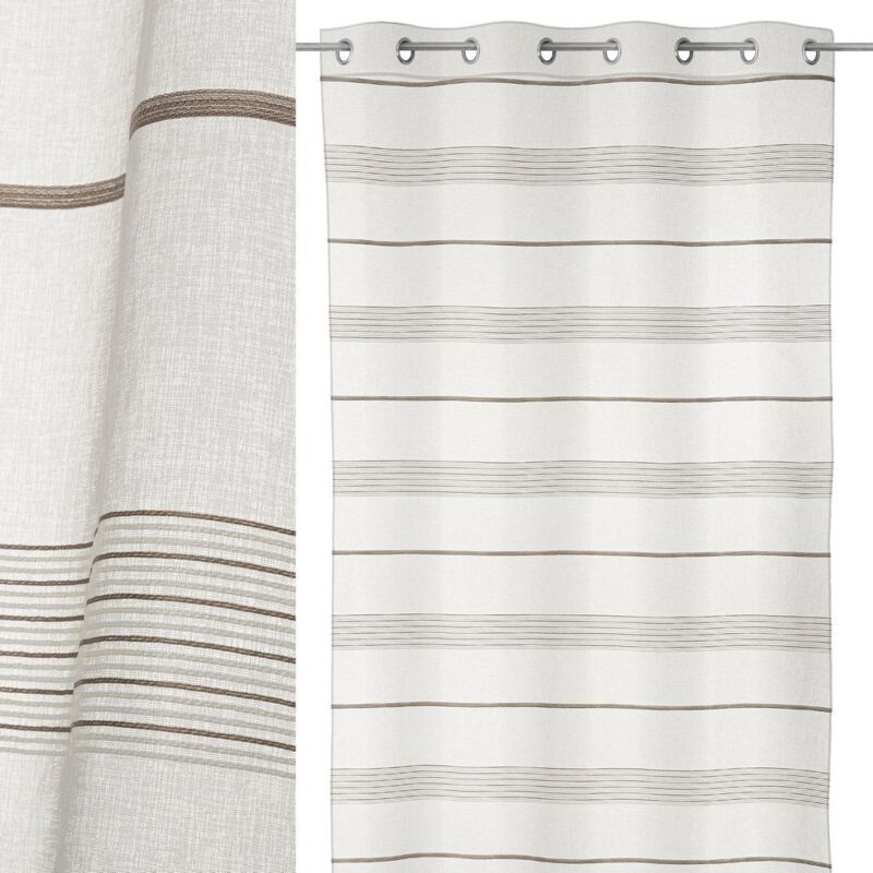 

Visillo de rayas confeccionado beige contemporáneo de poliéster de 260x140 cm