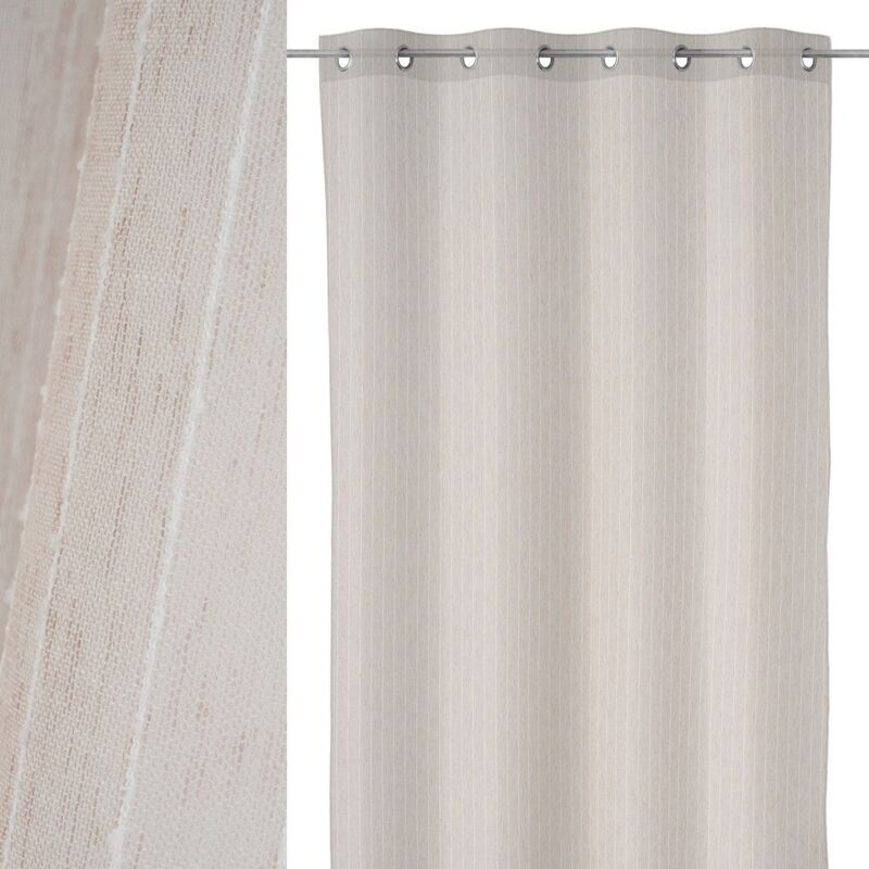 

Lolahome - Visillo de rayas taupe de poliéster de 140x260 cm