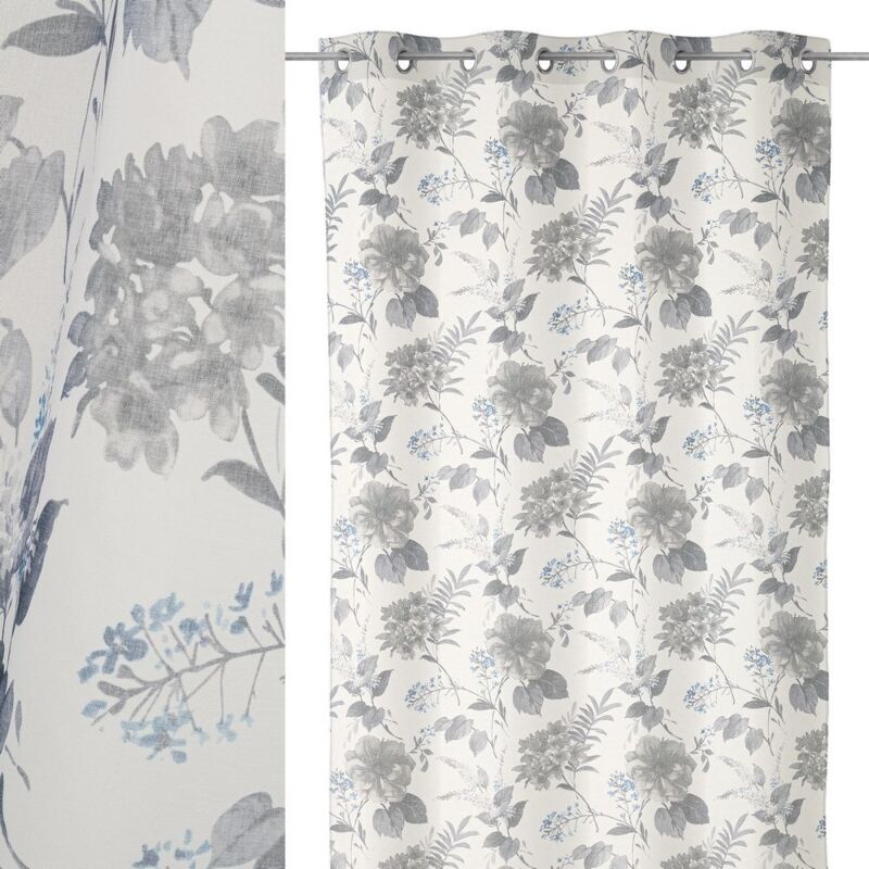 

Lolahome - Visillo floral confeccionado gris clásico de poliéster de 260x140 cm