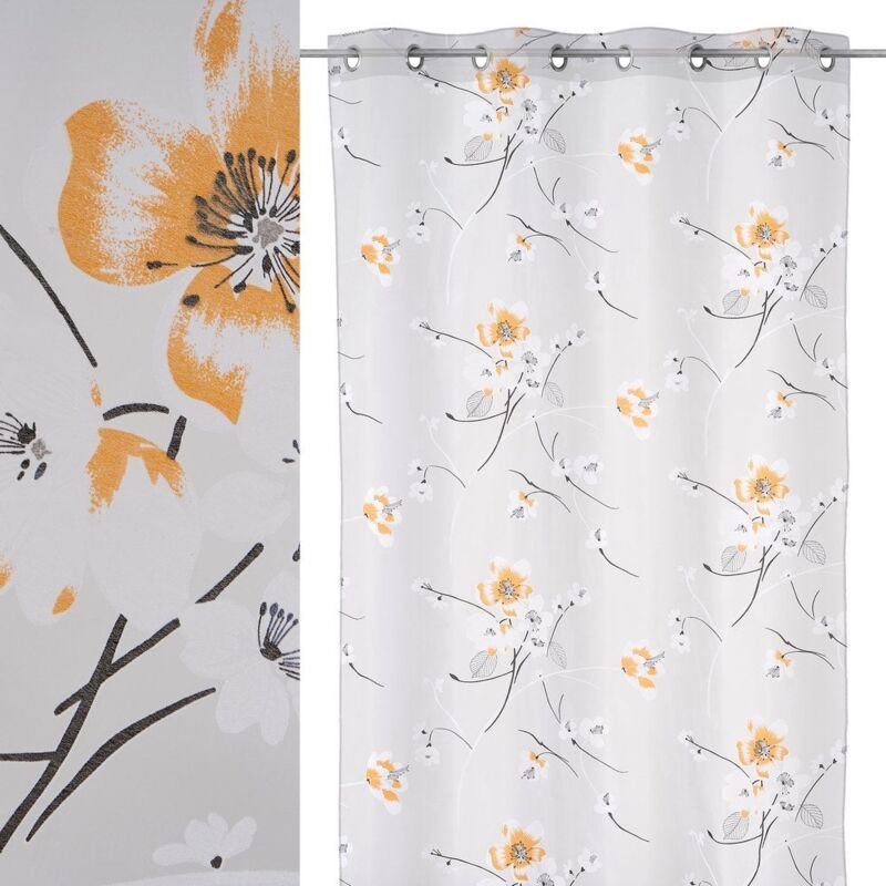 

Lolahome - Visillo flores mostaza de poliéster de 140x260 cm