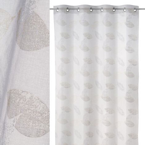 Visillo Hojas Blanco de poliéster de 140x260 cm -