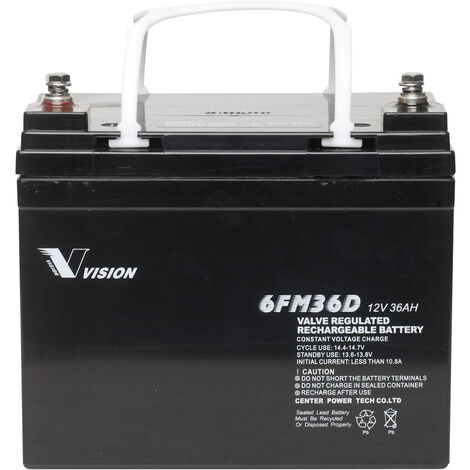 Vision Akkus 6FM36DX Bleiakku 12 V 36 Ah Blei-Vlies (AGM) (B x H x T) 195 x 155 x 130 mm M6-Schrauba
