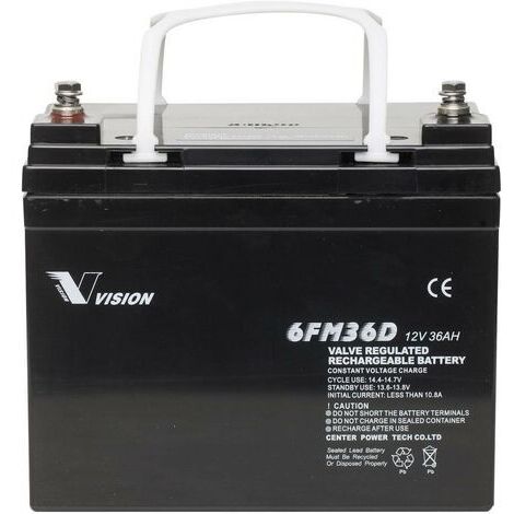 Vision Akkus FM-Serie 6FM36DXS Accumulateur solaire 12 V 36 Ah plomb (AGM) (l x H x P) 195 x 155 x 130 mm raccord à vis M6 V708951
