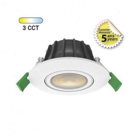 Vision-El – Spot LED encastrable orientable 8W – Lumière gradable 2700K/3000K/4000K – Ø96mm pour installation discrète – 670-780 lumens