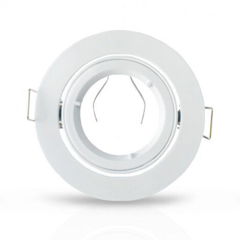Vision-El – Support plafond rond orientable blanc Ø95 mm – Système de fixation rapide 1/4 de tour – Compatible ampoules GU10 – Installation facile