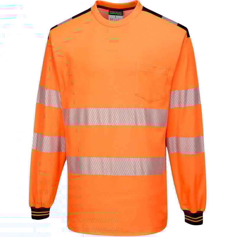 Maglietta PW3 Alta Visibilità ML Arancione/Nero 3XL