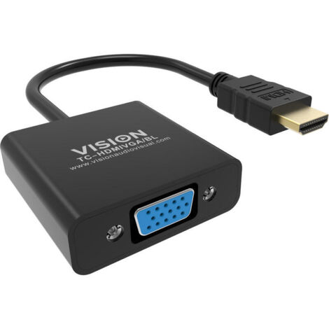Vision TC-HDMIVGA/BL adaptador de cable de vÍ­deo 0,23 m HDMI tipo A (Estándar) VGA (D-Sub) Negro