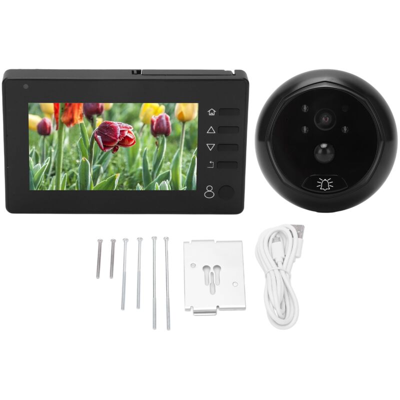 Visionneuse de judas numérique, sonnette vidéo, caméra d'intérieur 4,3 pouces, détection de mouvement pir, Vision nocturne, étanche - Jeffergarden