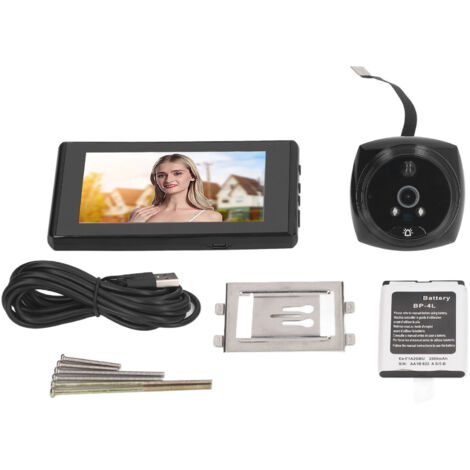 Visionneuse de Porte Vidéo 4,5 Pouces HD avec Vision Nocturne, Caméra Intelligente Numérique et Sonnette Vidéo