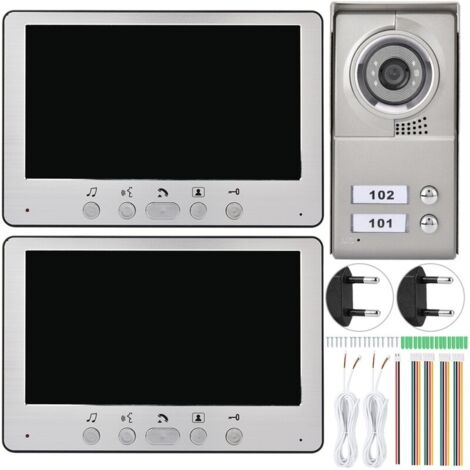 Visiophone filaire 7 pouces – 2 unités pour appartement – Résolution 840x480 – Vision nocturne infrarouge – Alimentation AC 110-240V