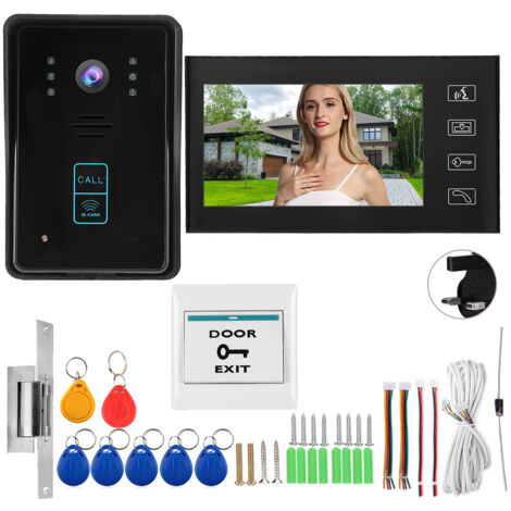Visiophone filaire 7 pouces, carte de mot de passe, système d'accès à télécommande