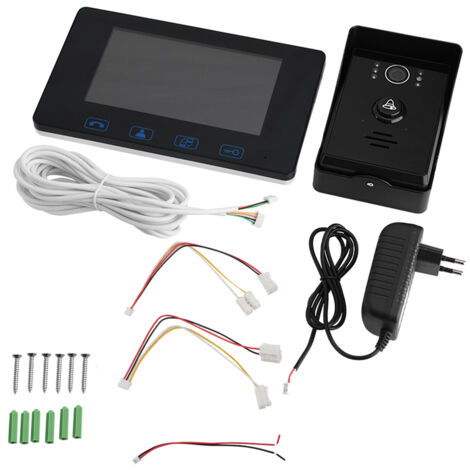 Visiophone filaire 7 pouces HD, 1,3 millions de Pixels, sonnette 150 ° avec moniteur, clé mécanique, noir