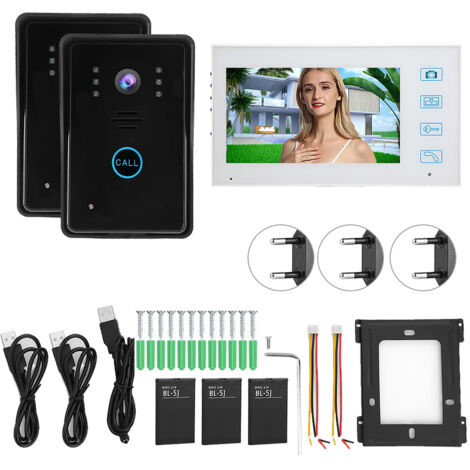 Visiophone sans fil 7 pouces TFT 2V1 2.4G, interphone à Vision nocturne infrarouge, caméra étanche, sonnette