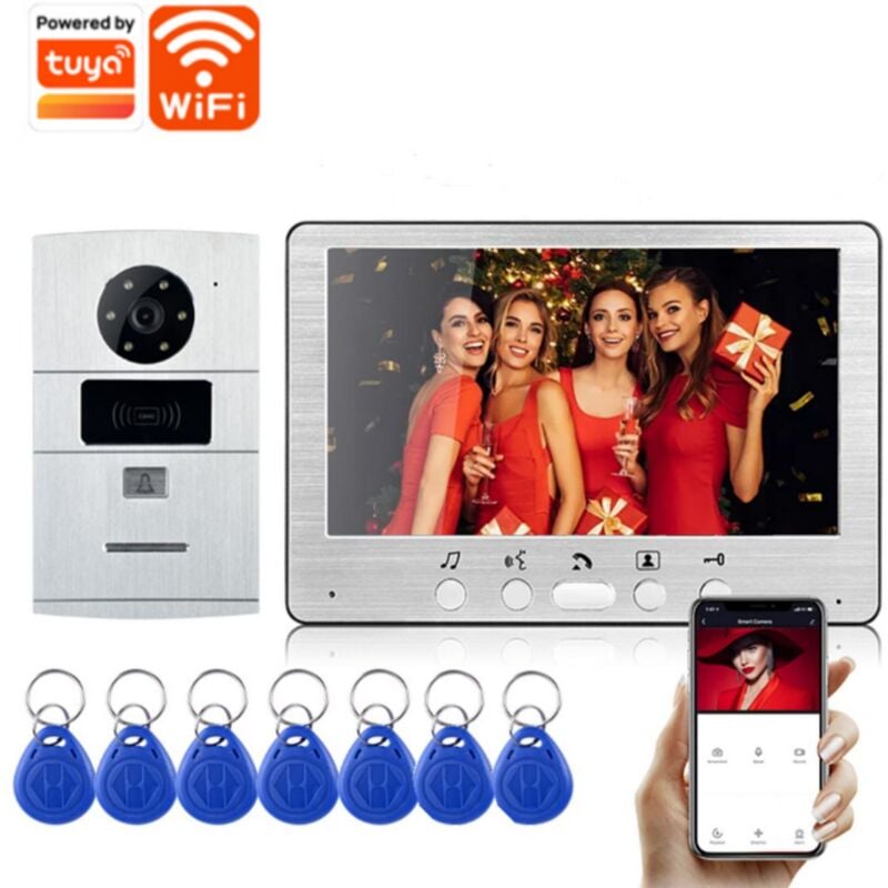 Jeffergarden - Visiophone sonnette multifonctionnelle sans fil, système d'interphone vidéo intelligent pour la maison, prise ue ac 100V-240V